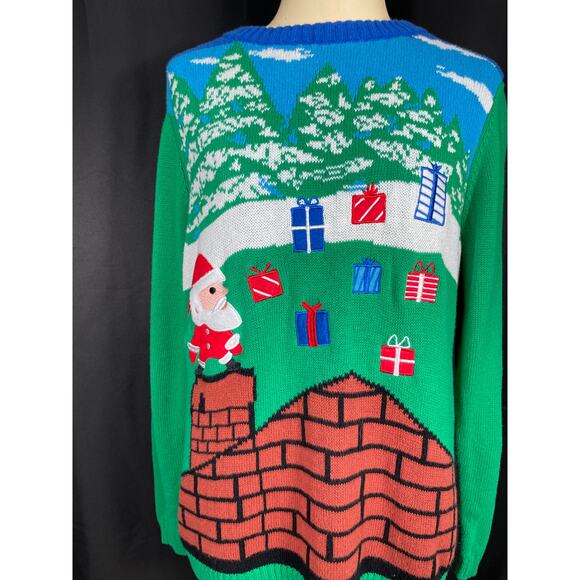 Blizzard Bay Ugly Christmas Sweater, Santa on a Chimney with Gifts, Jrs. - Picture 2 of 6
